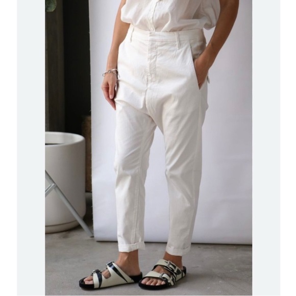 NILI LOTAN Paris Pants in Egg Shell Drop Crotch Cotton‎ Twill Size 8